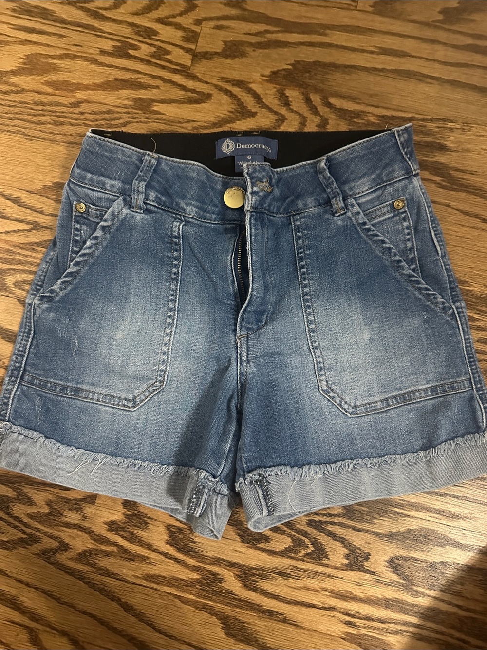 Democracy Light Blue Denim Frayed Cuff Shorts